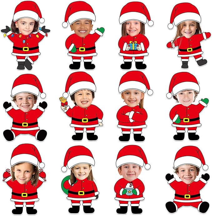 60pcs Christmas Theme Cutouts Santa Claus Bulletin Board Decorations Xmas Santa