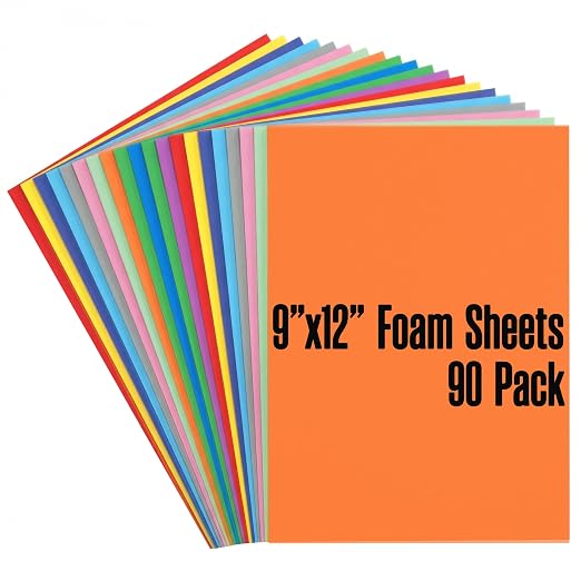 Foam Sheets for Crafts, EVA Craft Sheets Multicolor 6mm 90 Pack 9x12 Inch |