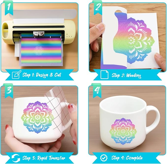 Rainbow Permanent Adhesive Vinyl Roll, Car Decals & DIY Crafts