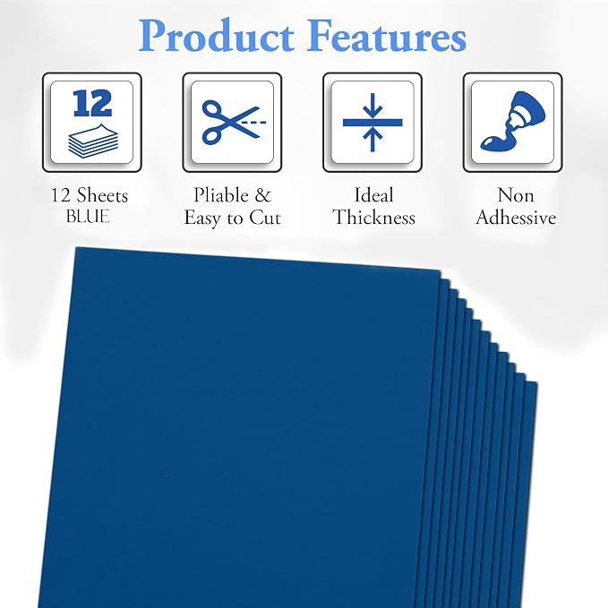 Blue Eva Foam Sheets, 2mm Thick, 6 x 9 Inch, Handicraft Foam Paper