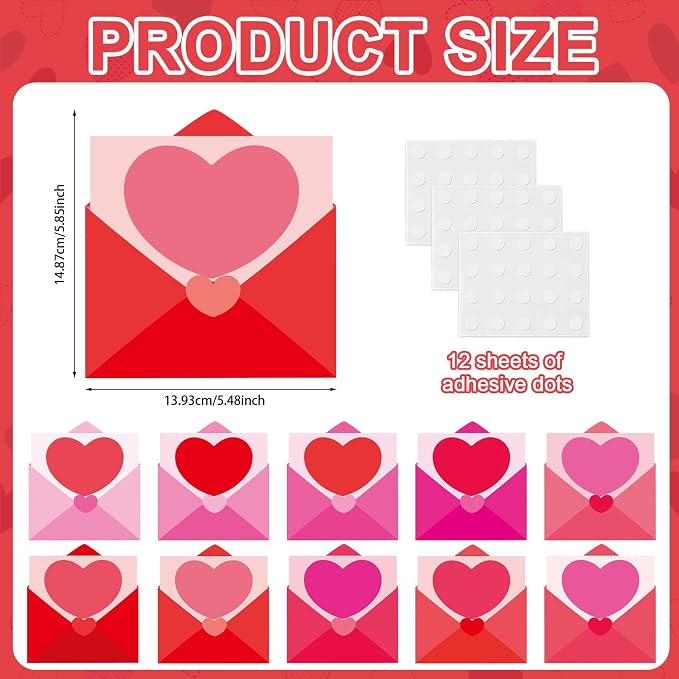 60pcs Valentine's Day Theme DIY Cutouts Heart Envelope Bulletin Board