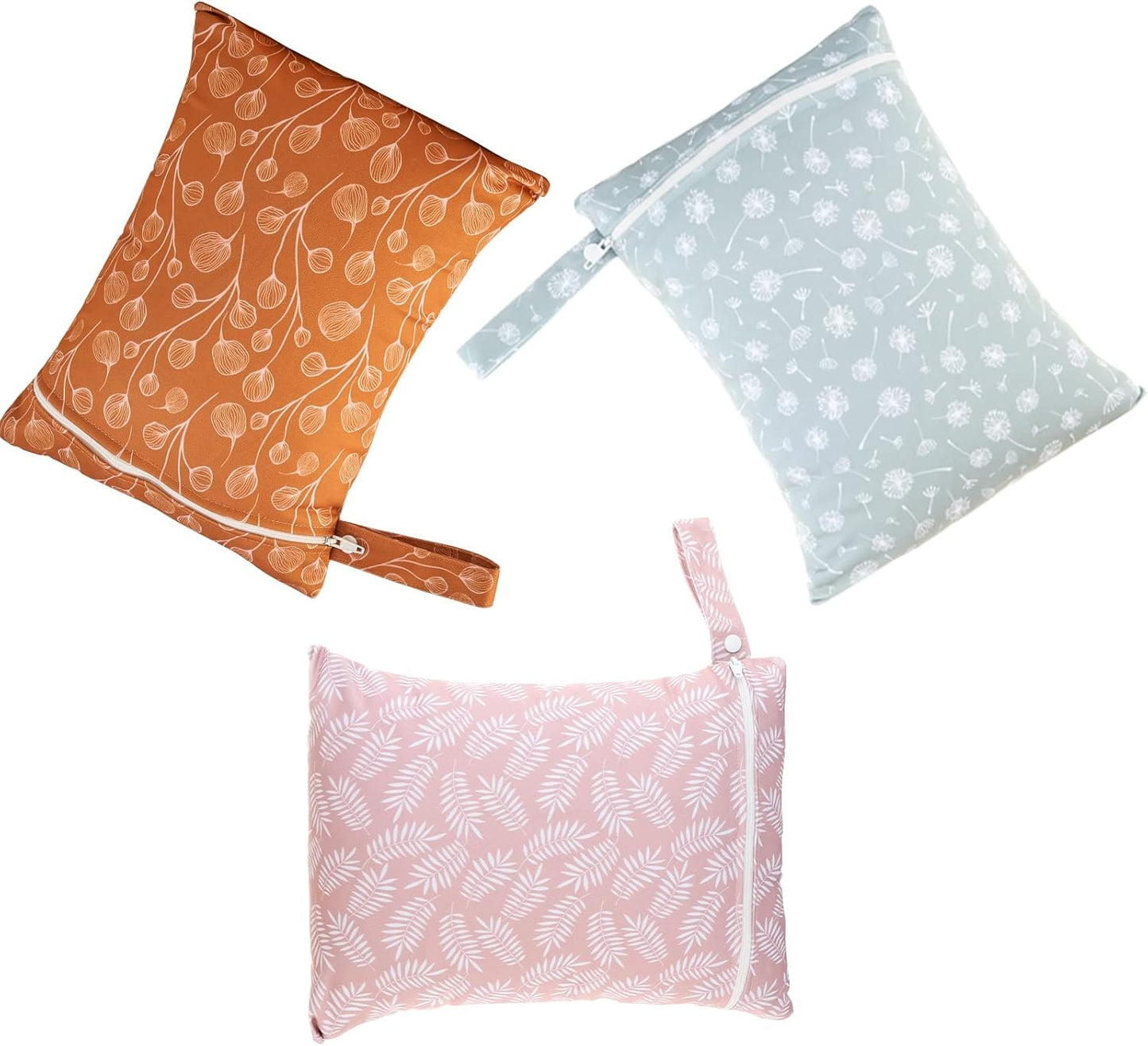 Happy Flute 3 Set Wet Bag Storage Bag Waterproof Washable Travel Bags, Beach, Pool, Gym Bag for Swimsuits & Wet Clothes for Baby(Dandelion)