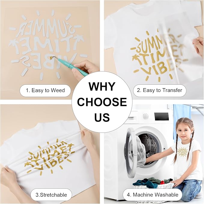 HTVRONT Gold HTV Heat Transfer Vinyl Bundle: 10 Pack 12"x12" Iron on Vinyl |