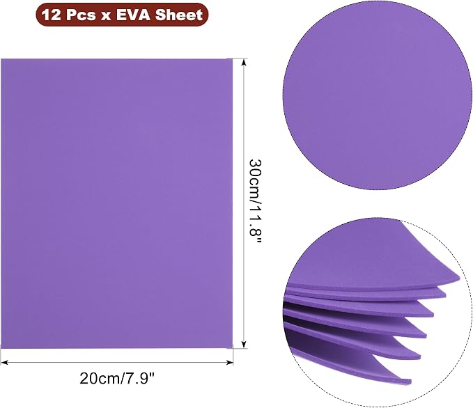 uxcell Dark Purple EVA Foam Sheets, 11.8x7.9 in 2mm Thick Handicraft Foam Paper