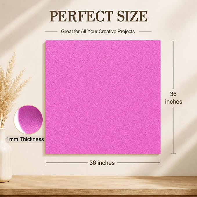 Lilac Large Felt Fabric 36" x 36", 1mm Stiff Felt Sheet, Nonwoven Fabric