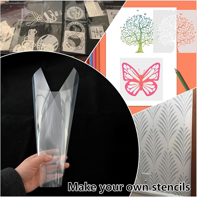 EGOSKY 15 Pack 6 Mil Mylar Sheets, 12 x 12inch Clear Blank PET Blank Stencil