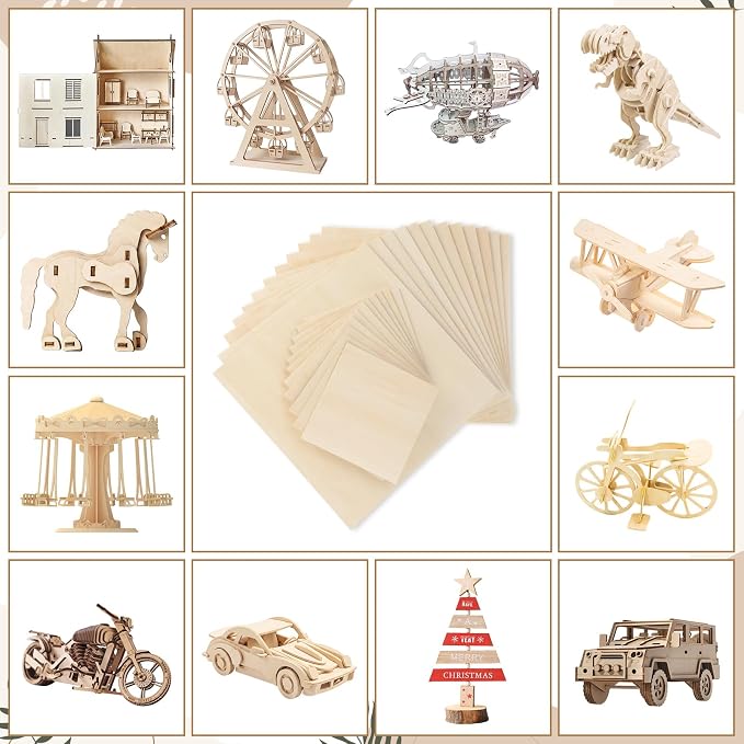 SiliFine 6x6+12x12 Inch 24 Pack Basswood Sheets
