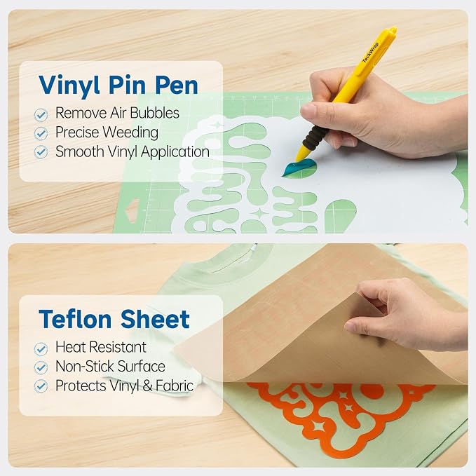 TECKWRAP Heat Transfer Vinyl for T-Shirts 60 Sheets 10"x12" Easy Cut & Weed |