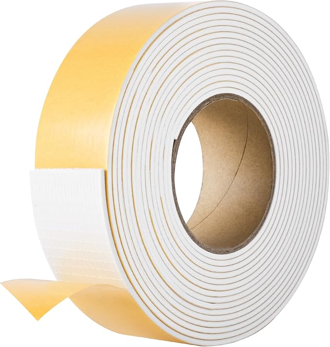 Kikerike Self Adhesive Foam Tape Weatherstrip 2in x 1/8in x 20Ft High Density