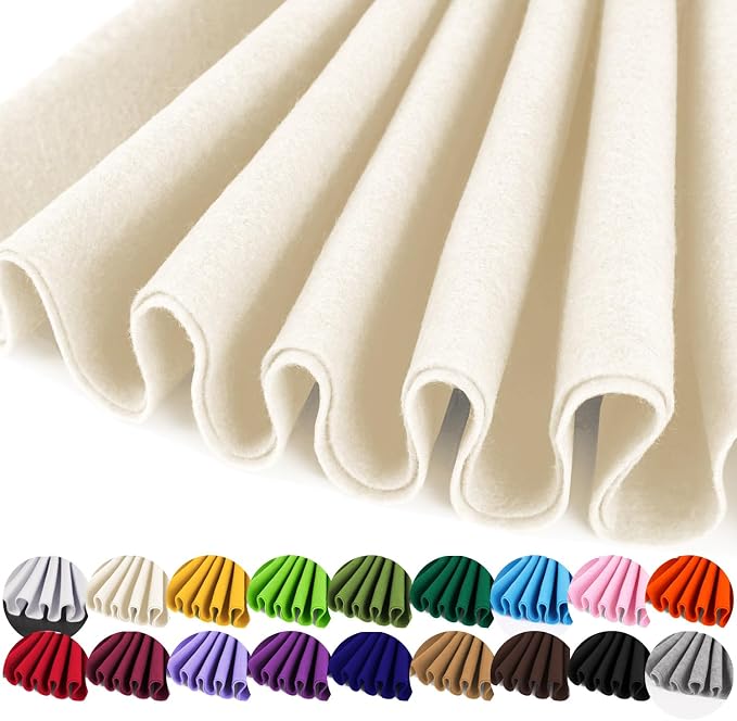IONTACH 36" X 36" Ivory Soft Felt Fabric 1.6mm Thick | Felt Sheets