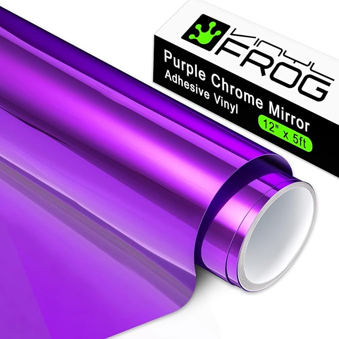 VINYL FROG Chrome Adhesive Vinyl Roll – 12"x60" Glossy Chrome Mirror Purple