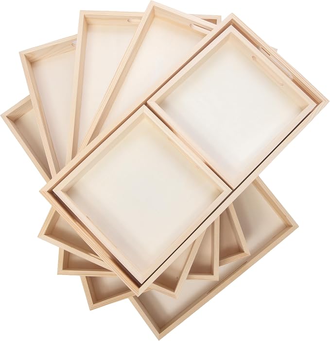 Wooden Nested Serving Trays, Unfinished Rectangle Trays