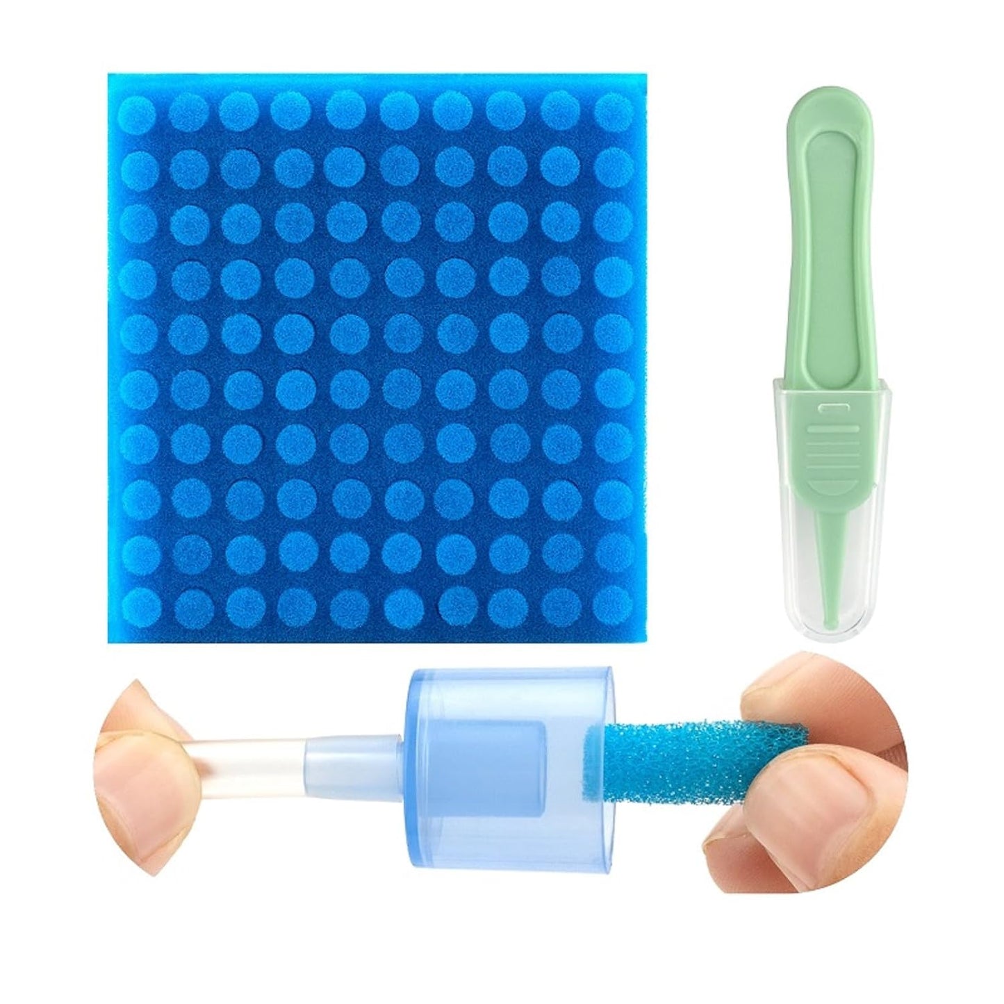100-Pack of Premium Nasal Aspirator Hygiene Sponges, Replacement for Nosefrida Nasal Aspirator Filters, BPA, Phthalate & Latex-Free (100 Count +Tweezer)