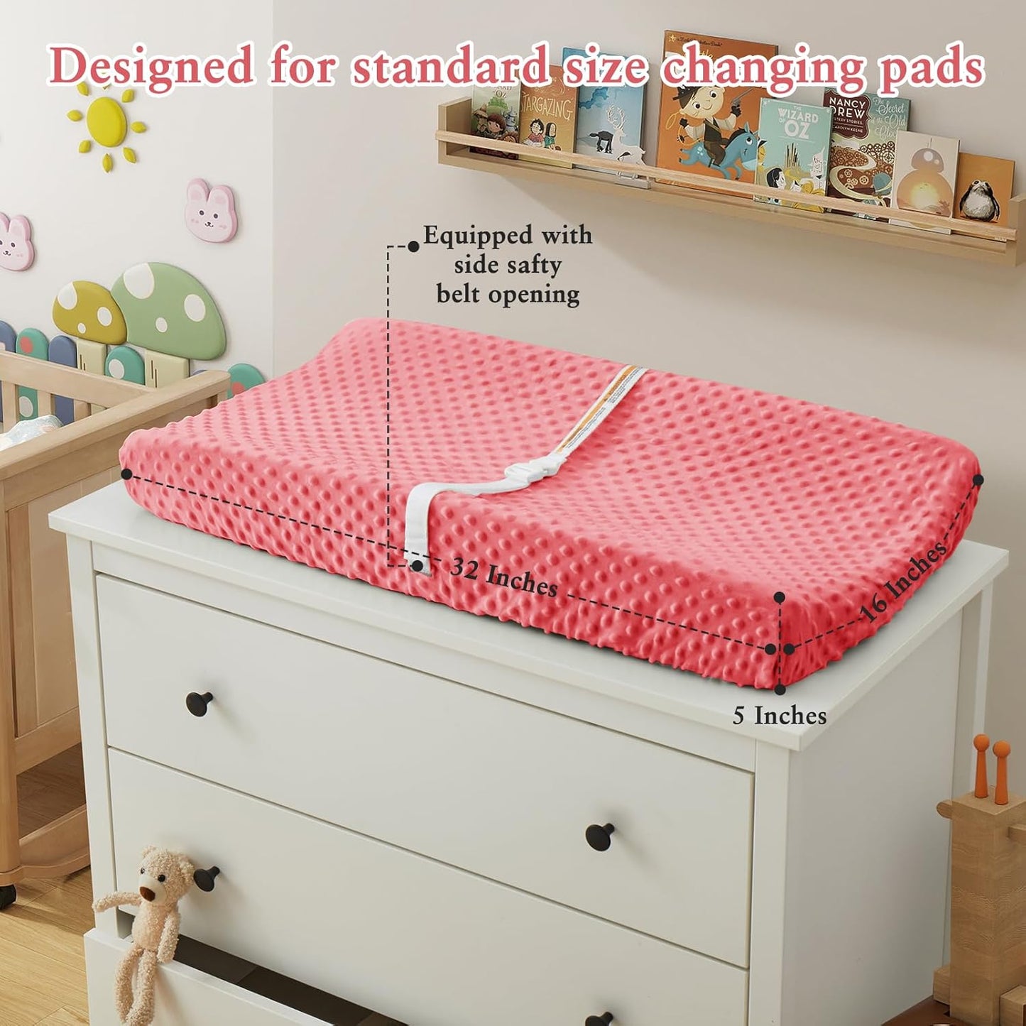 Homiest 2 Pack Changing Pad Cover, White + Pink Changing Table Sheets, Ultra Soft Fleece Minky Dot Fabric, Breathable Comfortable Diaper Pad Cover for Girls and Boys, Machine Washable