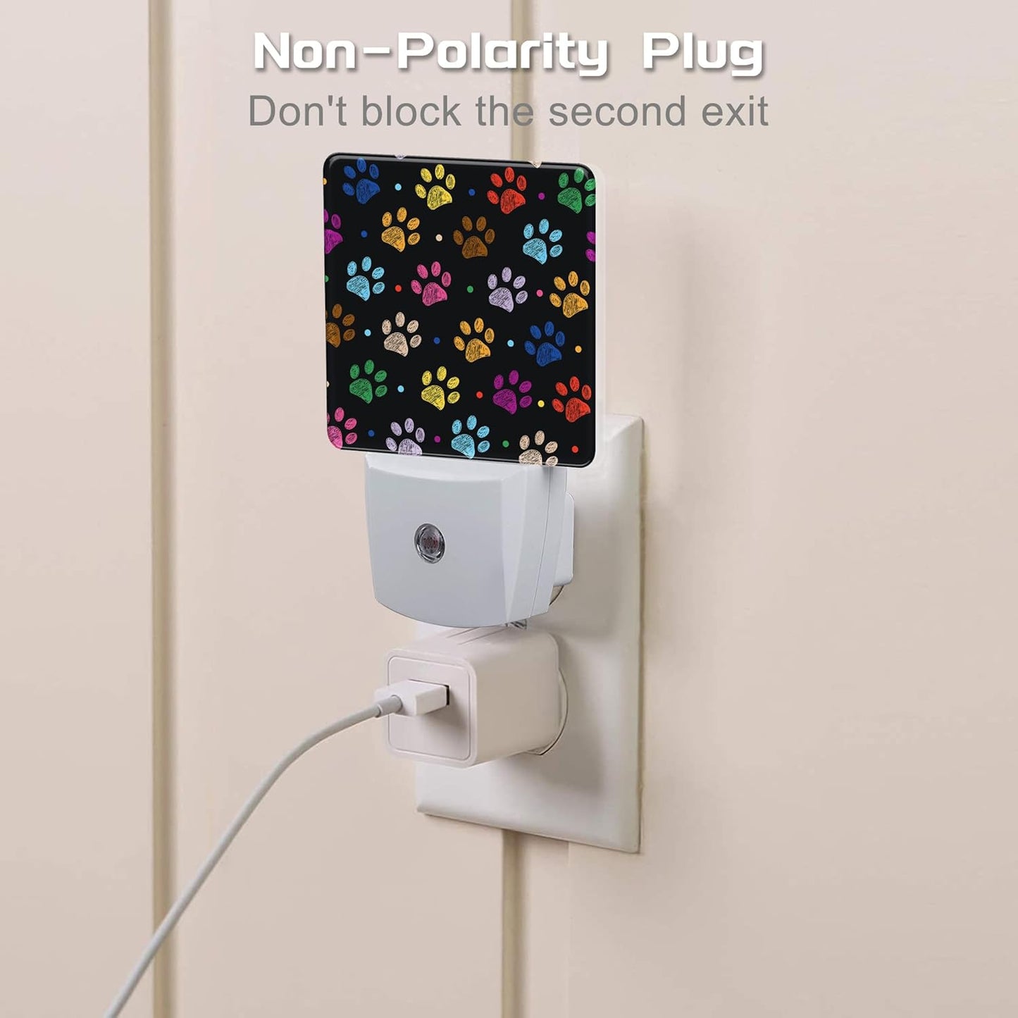 Colorful Paw Prints Night Light Plug into Wall, Animal Footprints Dusk to Dawn Night Light Plug in,0.5w Energy Saving Sleep Friendly NightLight for Kids Boys Girls Home Decor
