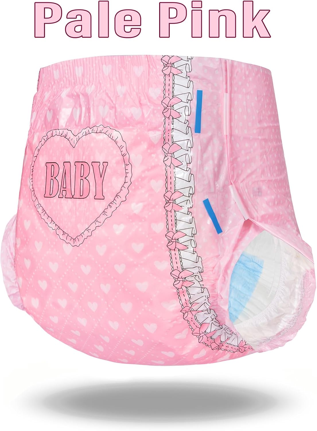 Littleforbig Printed Adult Brief Diapers 10 Pieces - Blushing Baby Pale Pink (Medium 28"-38")