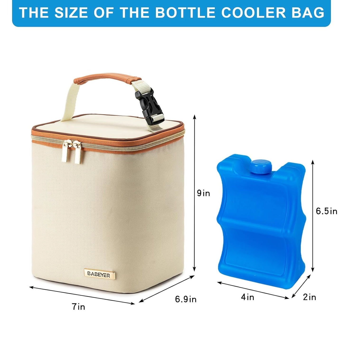 Breastmilk Cooler Bag with Ice Pack Fits 4 Baby Bottles Up to 9 Ounce, Baby Bottle Bag Great for Nursing Mom Daycare