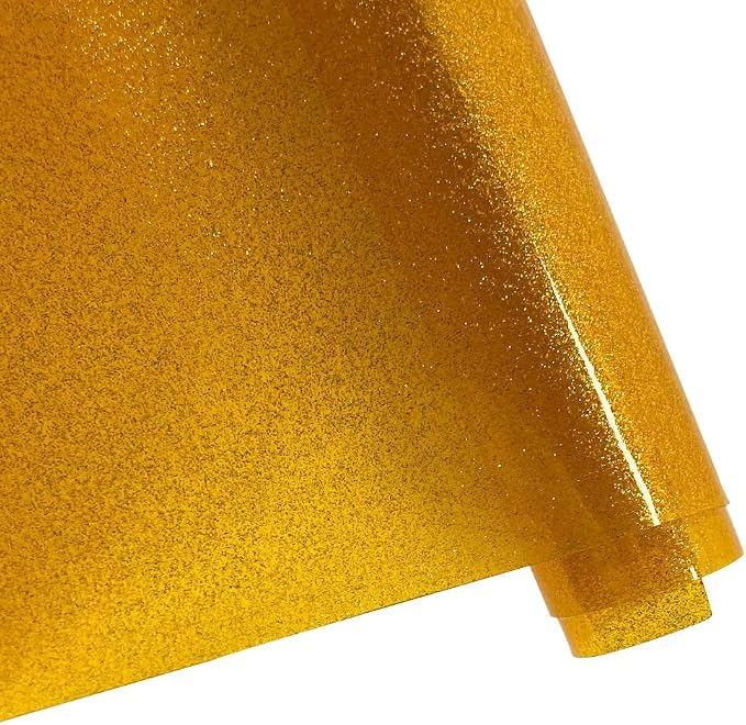 ONEART | Mango Yellow Transparent Glitter Vinyl Roll, 0.7 mm Solid Clear PVC
