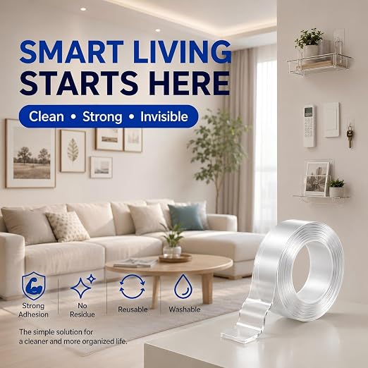 Double Sided Tape Heavy Duty, Nano Clear Mounting Tape, Picture Hanging Poster