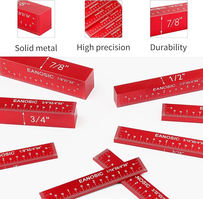 EANOSIC Setup Blocks Height Gauge Set, Bars Include Laser Engraved Size Markings