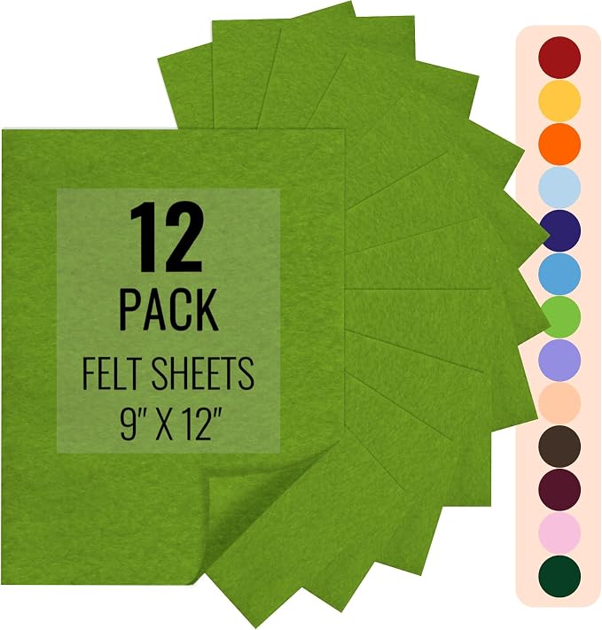 IONTACH 9" X 12" Felt Fabric Sheets 1.6mm Thick | Soft Felt