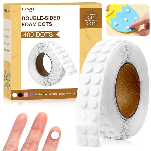 400 PCS 2mm Double Sided Foam Dots 0.3" Foam Round Dots 3D Foam Tape Craft