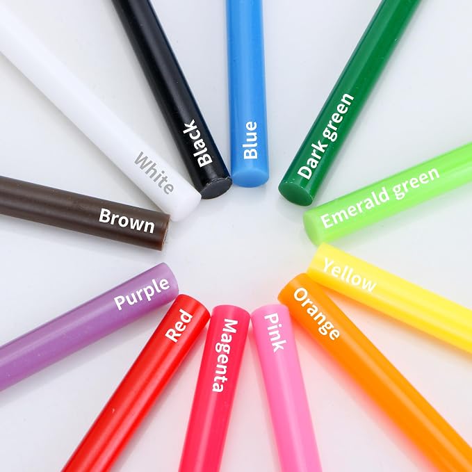 MATUFF Colored Hot Glue Sticks Mini 0.27" x 4" Most Popular 12 Colors EVA Hot