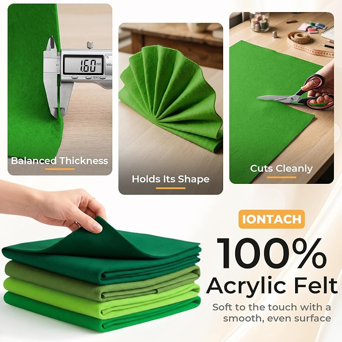 IONTACH 9" X 36" Soft Felt Sheets 1.6mm Thick | Acrylic Felt Fabric