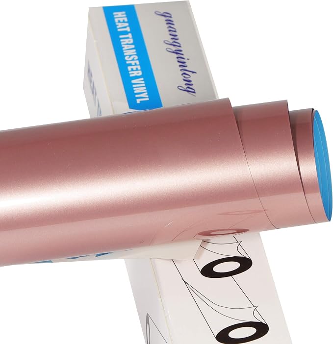 guangyintong PU Heat Transfer Vinyl Rose Golden HTV Rolls, Stretchy Thin Soft
