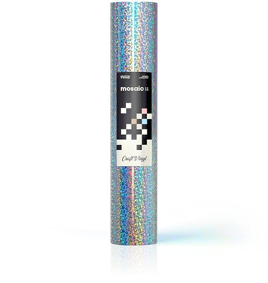 VViViD Mosaic+ Silver Holographic Glitter 1ft x 5ft Crafting Vinyl Crinkle-Free