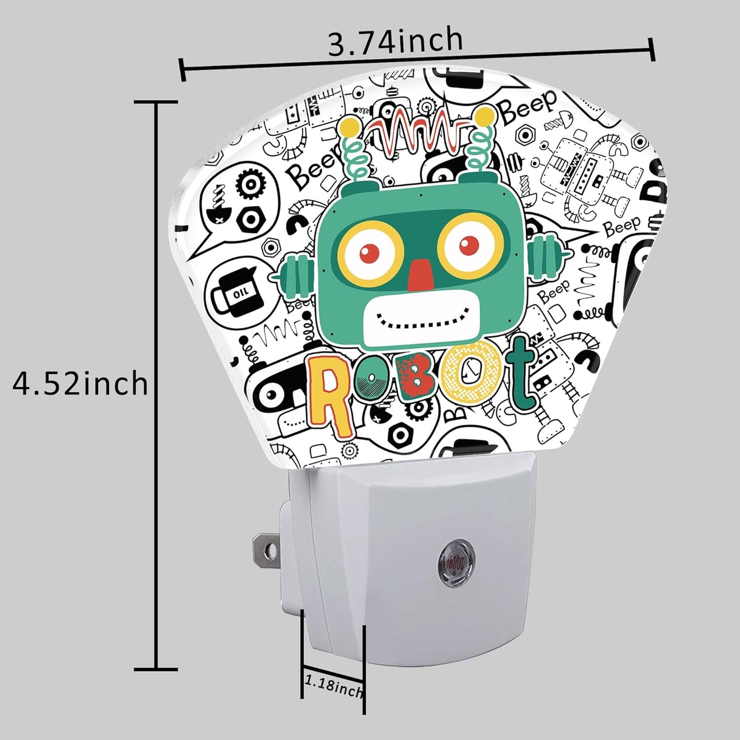Funny Cartoon Robot Night Light for Kids, Robot LED Night Light Plug into Wall with Dusk to Dawn Sensor for Girls Boys Women Men Bedroom, Hallway, Kitchen, Bathroom, Stairs Decor