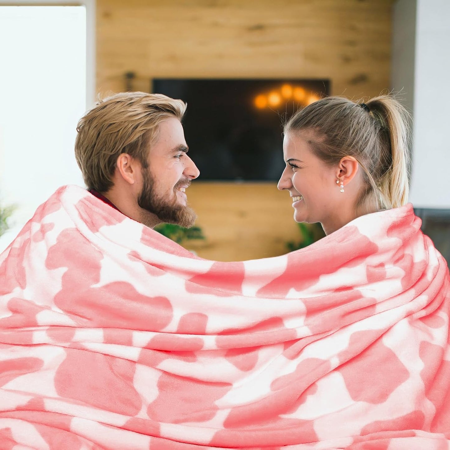 Pink Queen Fleece Blanket 90"x90" - Large Fuzzy Cow Print Bedding for Couch, Bedroom Decor - Lightweight Soft Throw Gifts for Women & Teen Girls