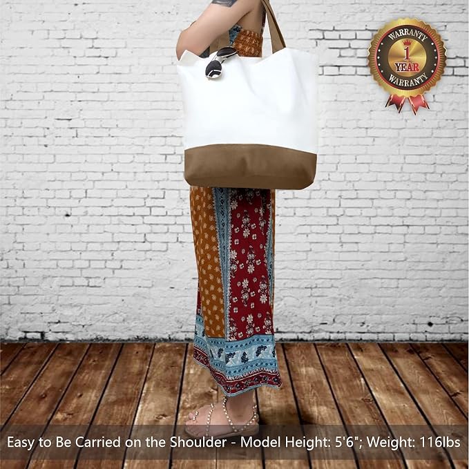TOPDesign 3-Pack Super Strong Large 12oz Cotton Canvas Tote Bags, Reusable