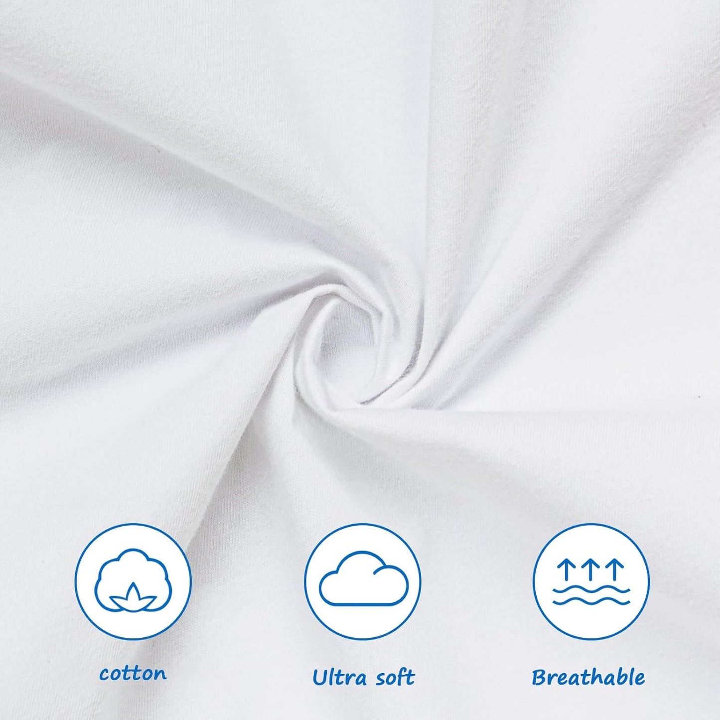 Organic Cotton Changing Pad Cover, Diaper Changing Table Pad Covers 2 Pack, Jersey Knit Super Soft & Stretchy Cradle Sheets for Baby Boys Girls, 32" x 16" x 4", White