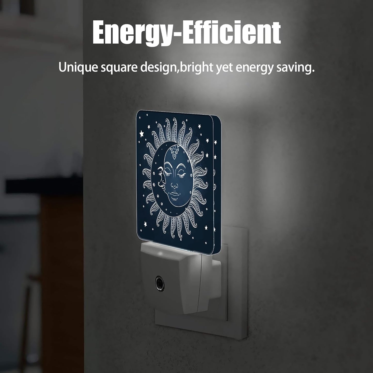 Vintage Sun Moon Night Light, Dusk to Dawn Smart Sensor Nightlight for Bedroom Bathroom Kitchen Hallway Stairs Hallway, Plug-in, Energy Efficient Decor Desk Lamp Gifts