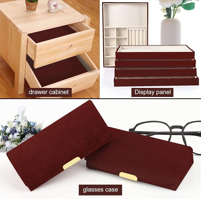 Removable Velvet Flock Self Adhesive Felt Fabric Liner Brown Velvet Drawer Liner