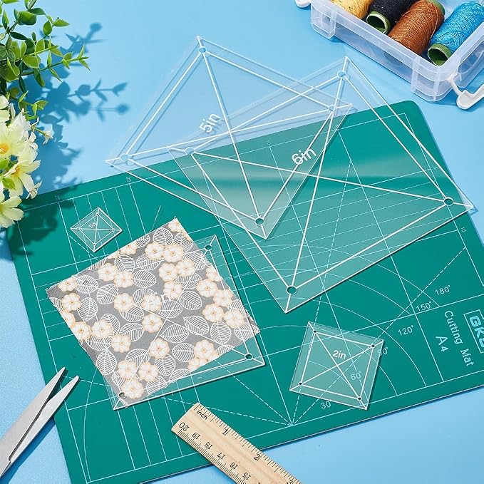 6Pcs Quilting Template Acrylic 0.98-5.91 Inch Clear Square Templates
