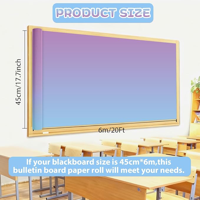 Qyeahkj 17.7in x 20ft Bulletin Board Paper Roll Bulletin Board Background Paper