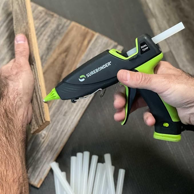 Surebonder Hot Glue Gun and Glue Sticks, Full Size 100W Dual Temperature Hot