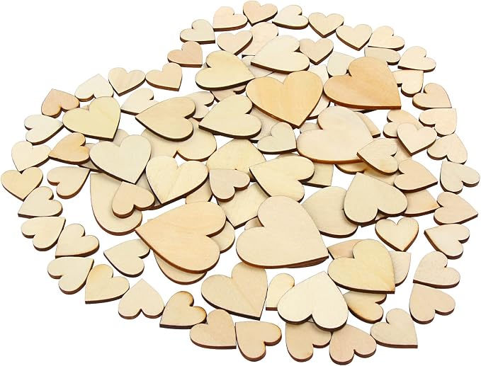 DERAYEE 100Pcs Unfinished Wooden Hearts