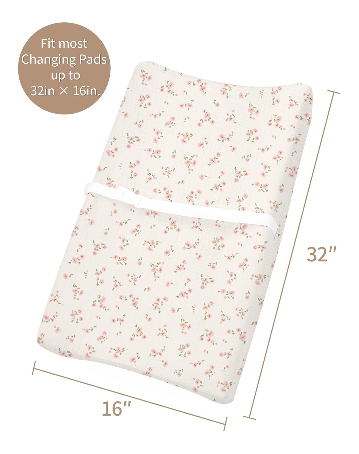 Changing Pad Cover for Baby Boy Girl 2 Pack, Muslin Changing Table Pad Covers with Boho Style, Neutral Nursery Bedding Essentials Soft and Breathable (Rosy)