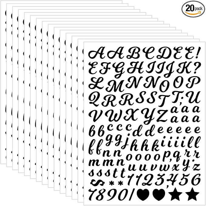 3040Pcs 20 Sheets Small Letter Number Stickers, 0.5inch Colorful Self-Adhesive
