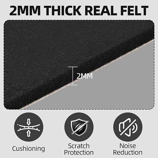 3PCS Large Self Adhesive Felt Sheet, 13.4"x10.8", 2mm Thick Stiff Black Felt