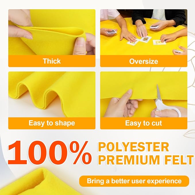 XSEINO Yellow Large Felt Fabric 36" X 36 ", 1.4 mm Thick Soft Felt Fabric Sheet