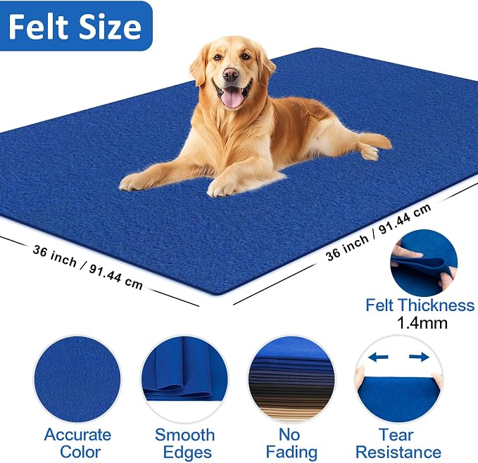 Royal Blue Felt Fabric Sheet 36" X 36", 1.4mm Thick Large Soft Durable Flexible