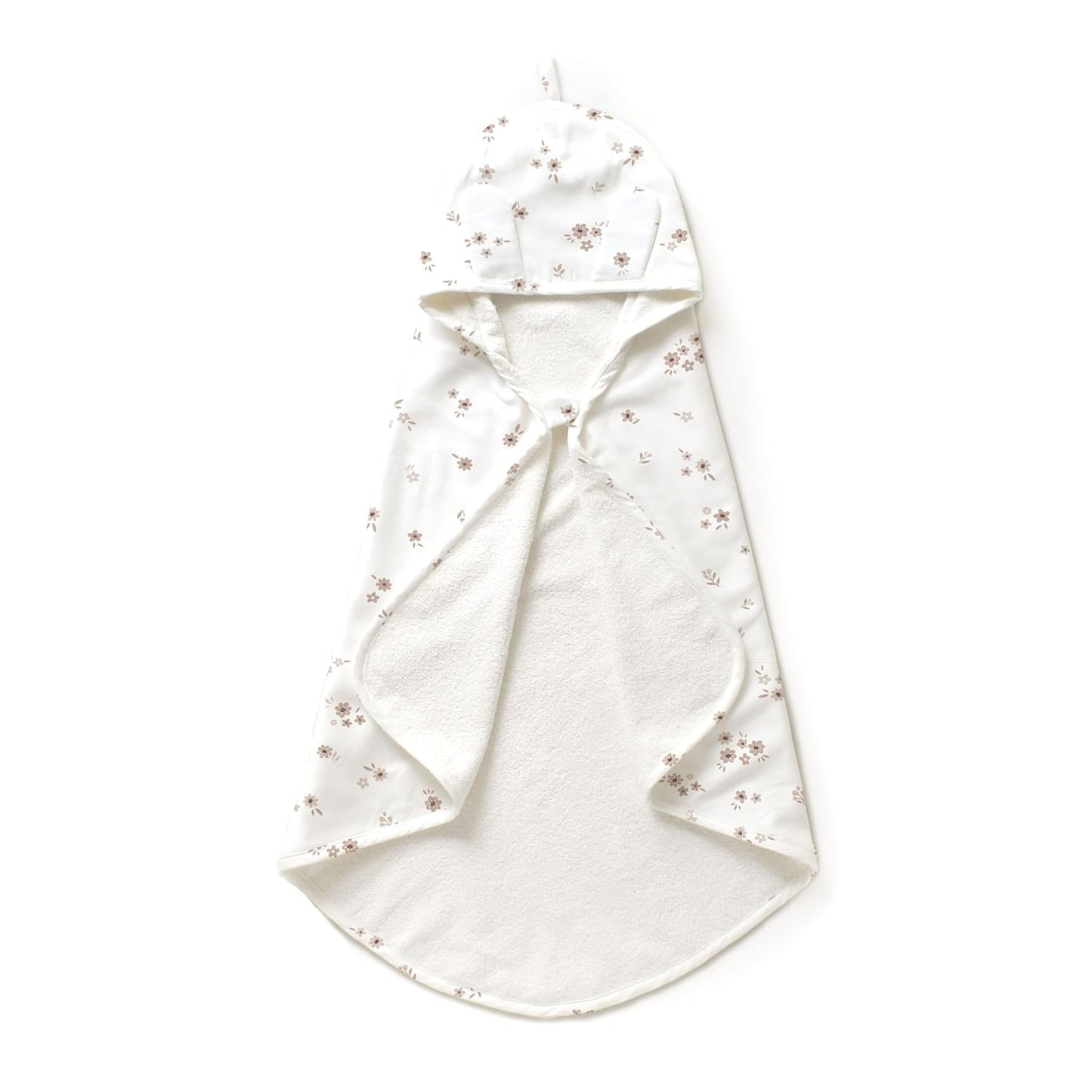 MakeMake Organics Organic Cotton Hooded Towel Baby Toddler GOTS Certified Organic Cotton Beach Poncho Towel Large Absorbent Non Toxic Neutral (Bloom, Diagonally 35"x35")