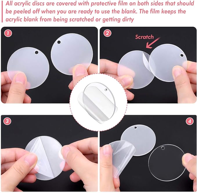 Acrylic Keychain Blanks, Audab 50pcs Clear Keychains