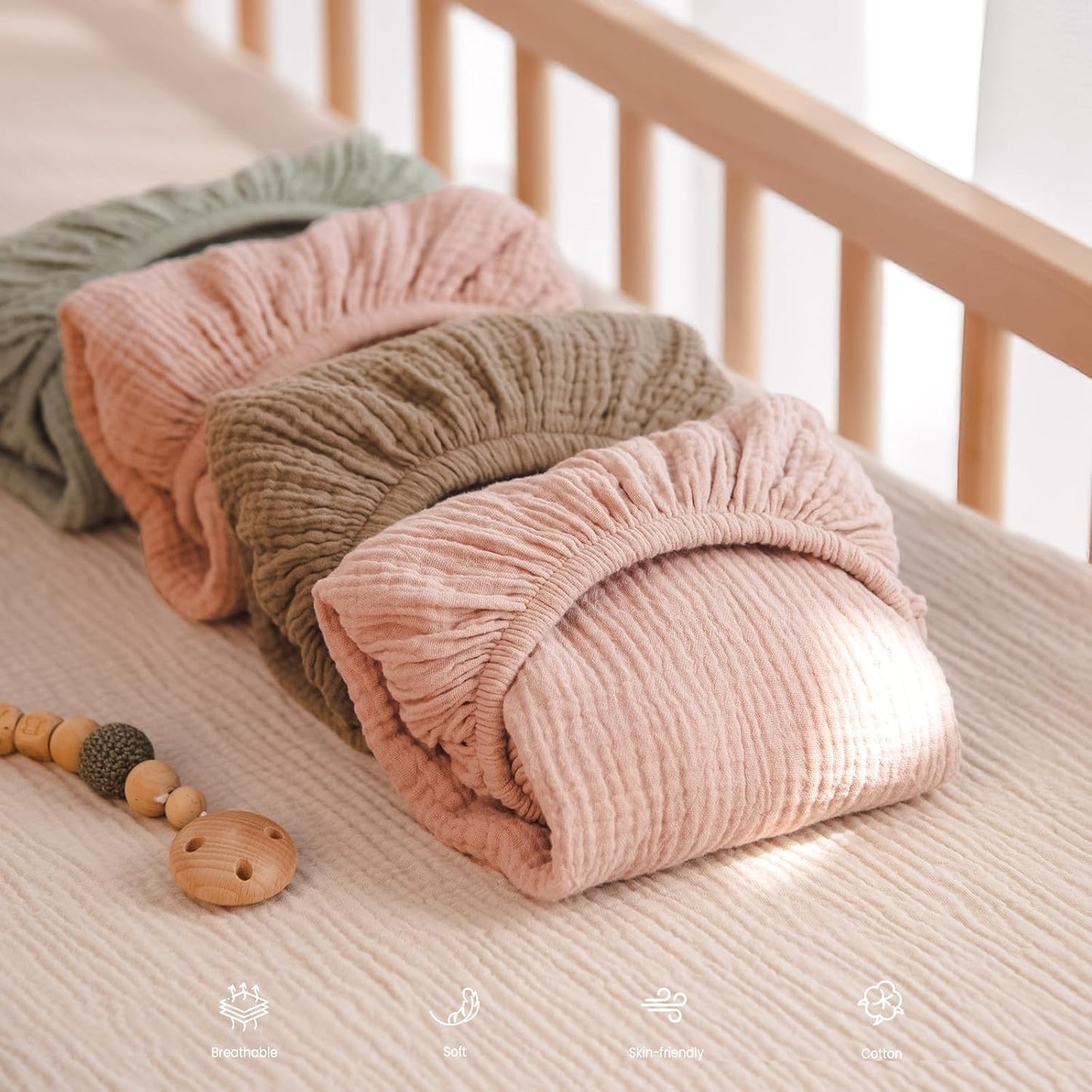 lulumoon Muslin Changing Pad Cover: 2-Pack Soft Breathable Cotton Boho Floral Print for Baby Girls - Nursery & Baby Shower