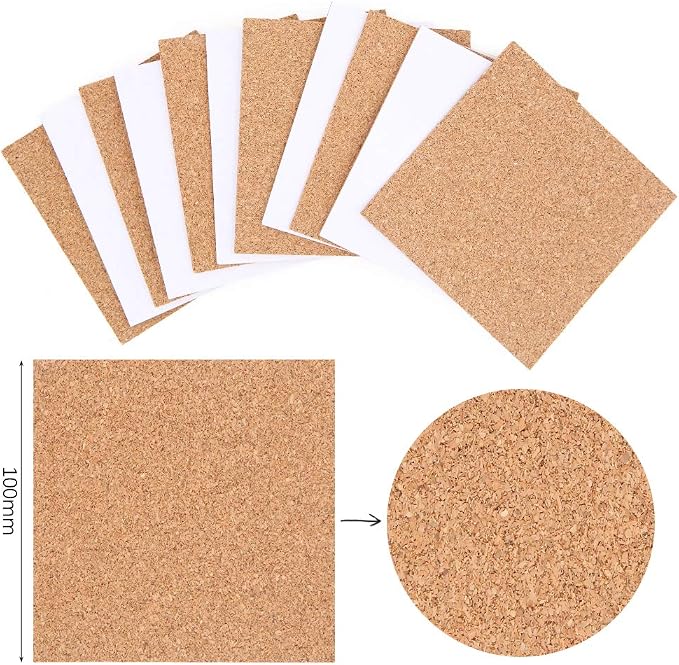 40 Pcs Square Self-Adhesive Cork Sheets