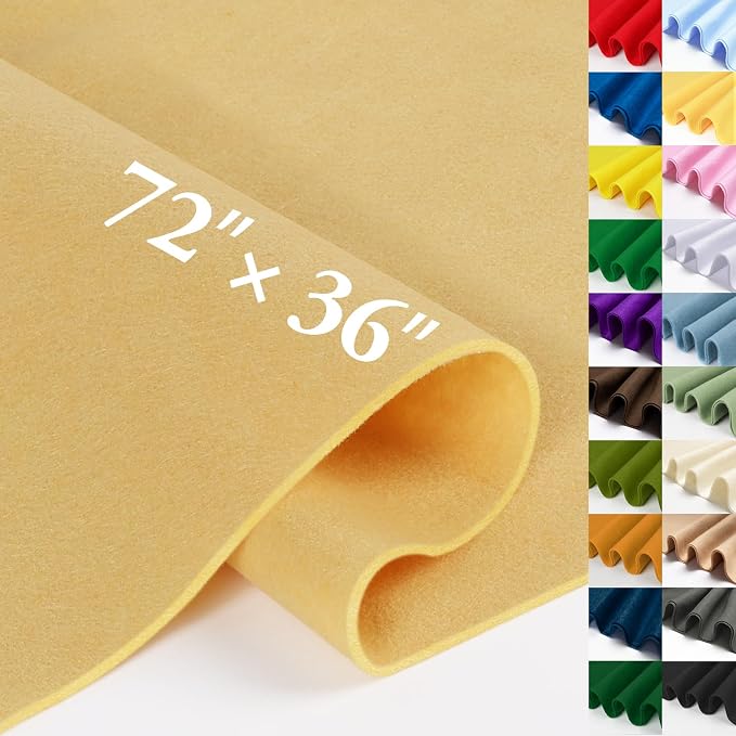 Butter Yellow Felt Fabric Sheet 72" X 36", 1.4mm Thick Large Soft Durable